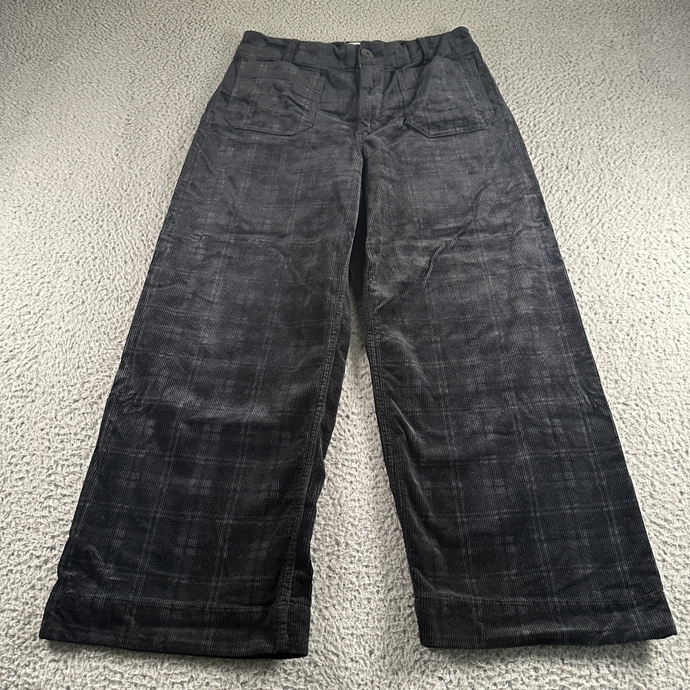 Maeve The Colette Corduroy Pants Womens 31 Black Gray High Rise Wide Leg Cropped